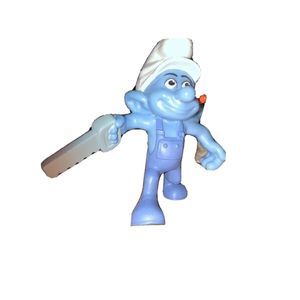Smurf Figure -Handy with Saw McDonalds Happy Meal Toy 2011